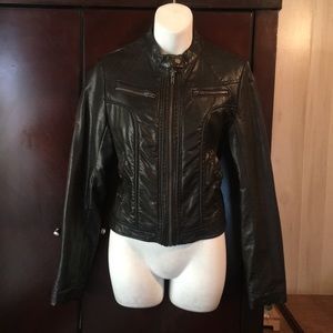 Faux brown leather jacket
